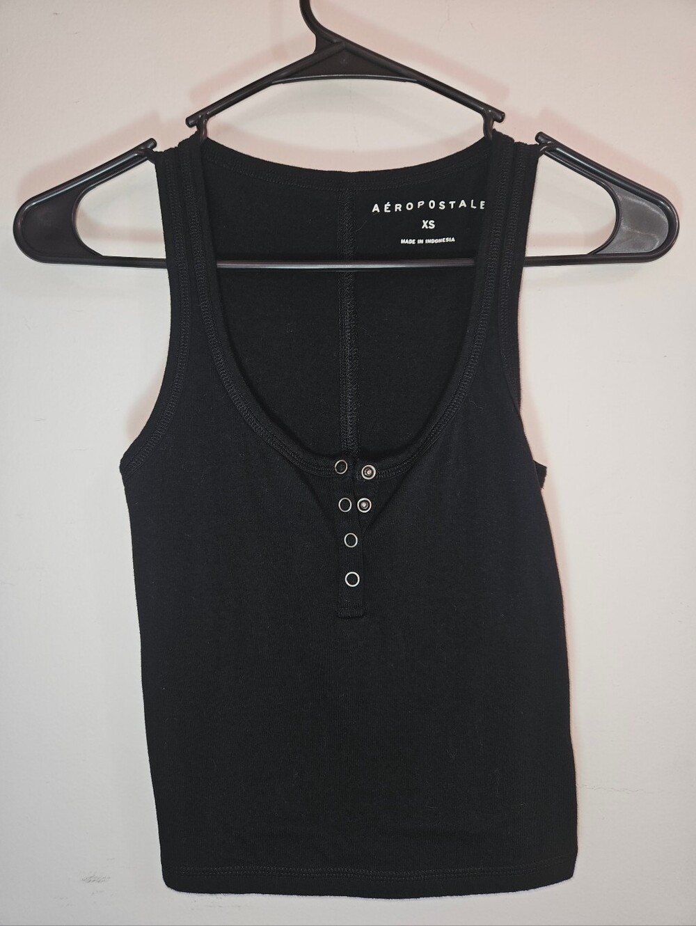 Aeropostale Black Snap-Front Tank Top
